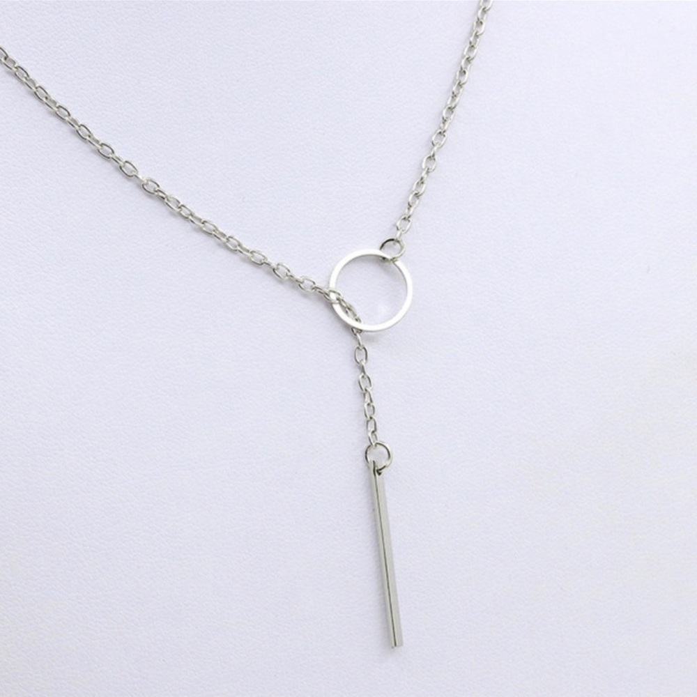 Circle and Bar Necklace - Silver, NWOT